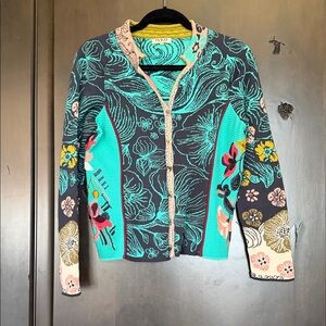 IVKO Colorful Floral Embroidered Cardigan Size 10